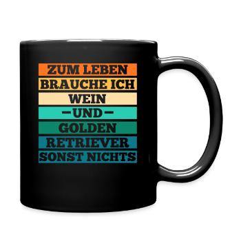 Wein Hund Golden Retriever - Tasse einfarbig - Schwarz - Rechts