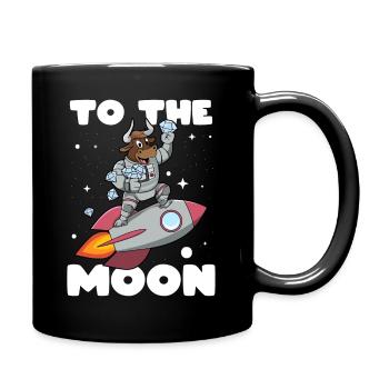 To the Moon -Design für Trader, BWL und Aktionäre - Tasse einfarbig - Schwarz - Rechts