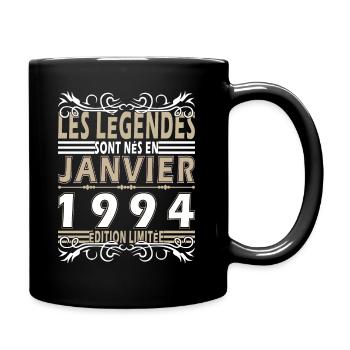 1994 Janvier 1994 anniversaire Janvier 1994 - Tasse einfarbig - Schwarz - Rechts