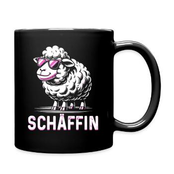 Chef Chefin Schaf Geschenk Schäfin Spruch - Tasse einfarbig - Schwarz - Rechts