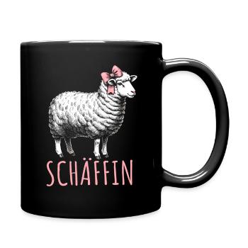 Chef Chefin Schaf Geschenk Schäfin Spruch - Tasse einfarbig - Schwarz - Rechts
