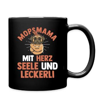 Mopsmama Hund Mops - Tasse einfarbig - Schwarz - Rechts