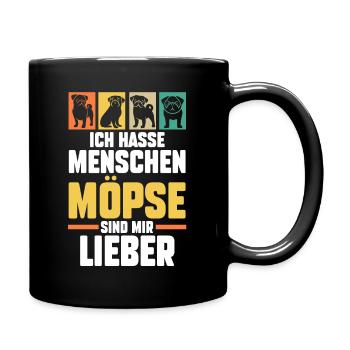 Mopsmama Hundemama Hund Mops - Tasse einfarbig - Schwarz - Rechts