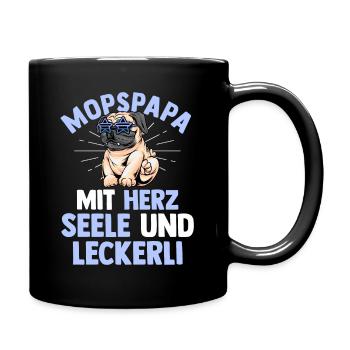 Mopspapa Hundepapa Hund Mops - Tasse einfarbig - Schwarz - Rechts