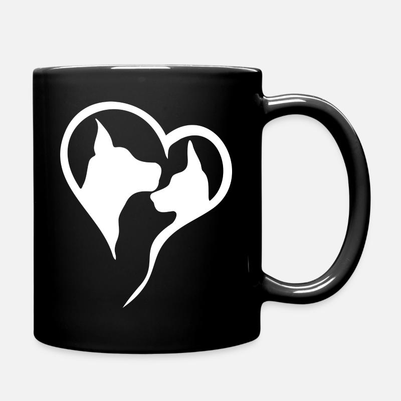 Fatmonkey - Hunde beste Freunde Herz - Tasse einfarbig - Schwarz