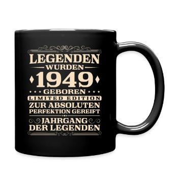Jahrgang 1949 Vintage Männer 75. Geburtstag - Tasse einfarbig - Schwarz - Rechts