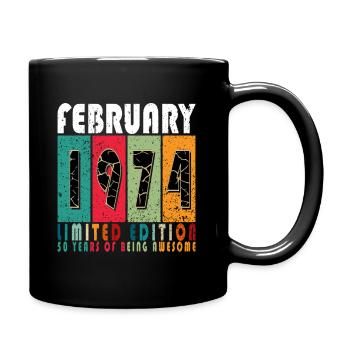 50 years old Year of birth 1974 Born February 1974 - Full Colour Mug - black - Right