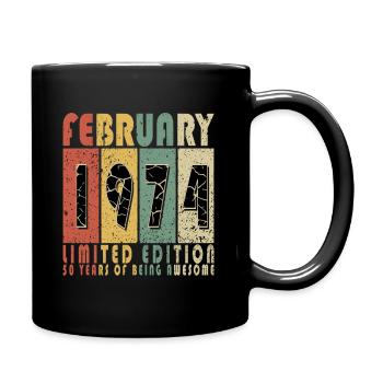50 years old Year of birth 1974 Born February 1974 - Full Colour Mug - black - Right