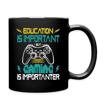 Education Is Important But Gaming Is Importanter - Full Colour Mug - black - Right