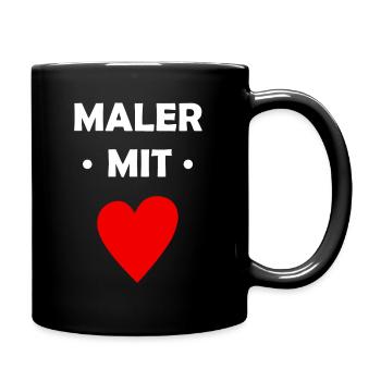 Maler mit Herz - Tasse einfarbig - Schwarz - Rechts
