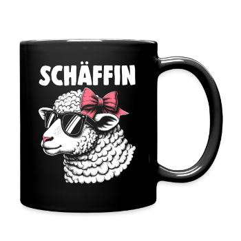 Chef Chefin Schaf Geschenk Schäfin Spruch - Tasse einfarbig - Schwarz - Rechts