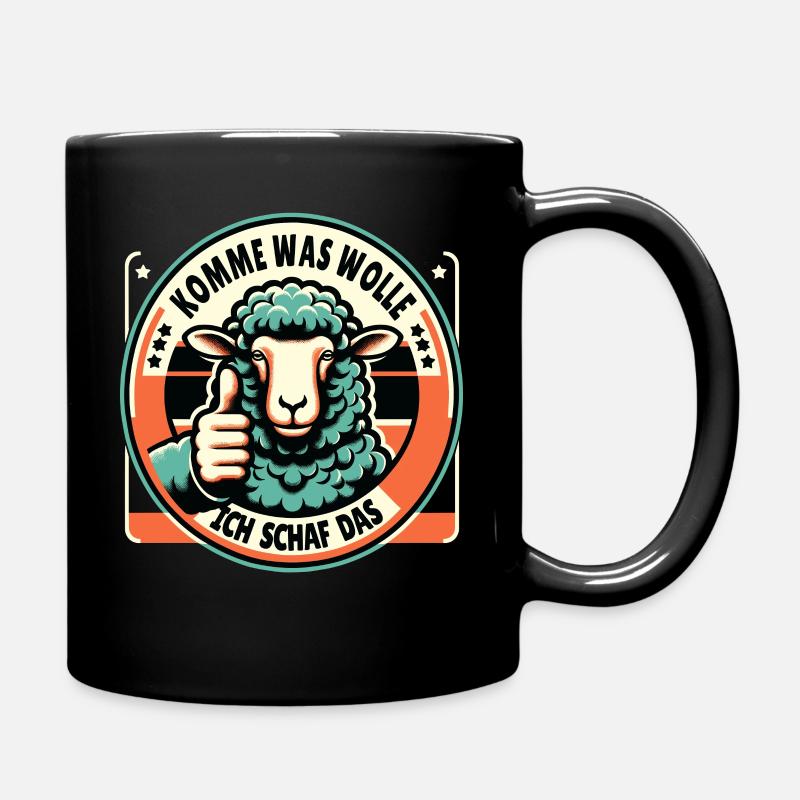 Schaf Motivation Prüfung Glück Spruch Geschenk - Tasse einfarbig - Schwarz