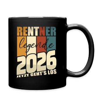 Rente Geschenk 2026 Rentner Ruhestand Spruch - Tasse einfarbig - Schwarz - Rechts