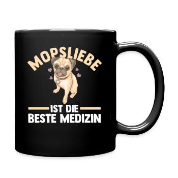Hund Mops - Tasse einfarbig - Schwarz - Rechts