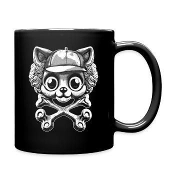 Kätzchen-Abenteuer: Piraten-Style & Knochen-Shirt - Tasse einfarbig - Schwarz - Rechts