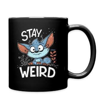 Kleiner süßer Kobold: Bleib seltsam - Tasse einfarbig - Schwarz - Rechts