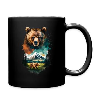 Bear, Mountains, Camping, Camping, Mountain Hiking, Nature, Hiking - Full Colour Mug - black - Right