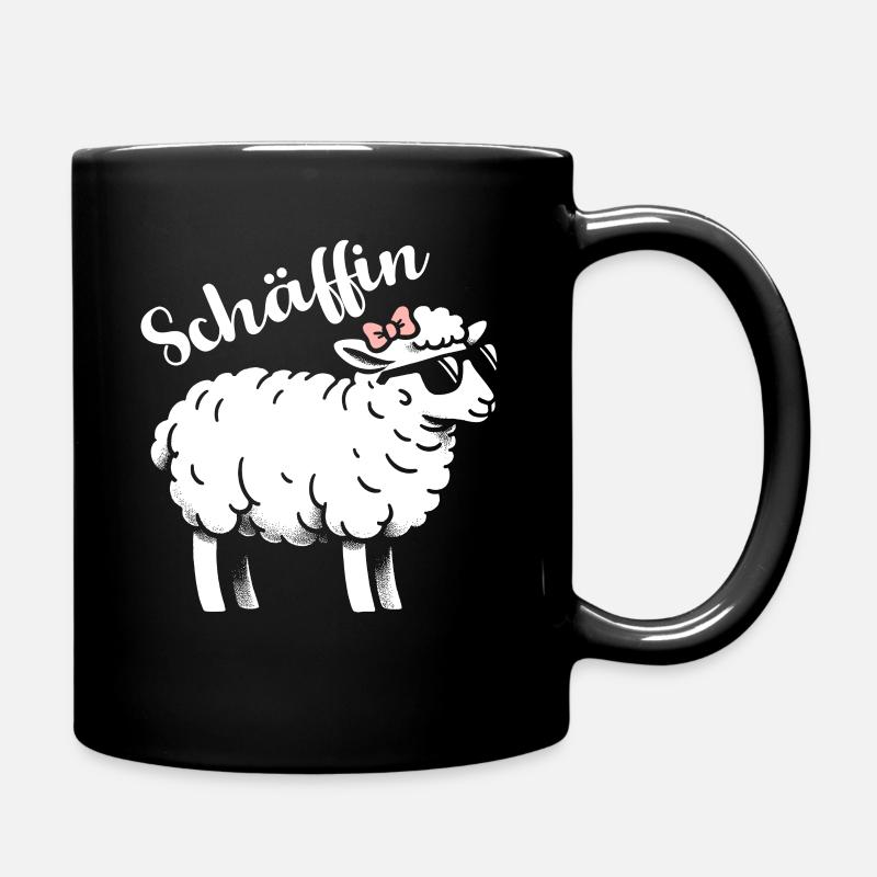 Chef Chefin Schaf Geschenk Schäfin Spruch - Tasse einfarbig - Schwarz