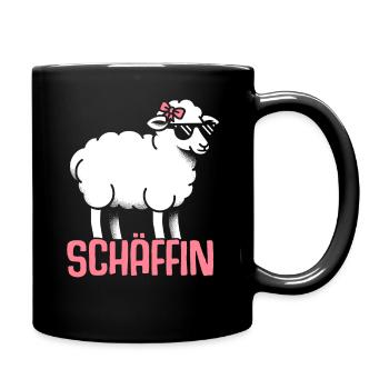 Chef Chefin Schaf Geschenk Schäfin Spruch - Tasse einfarbig - Schwarz - Rechts