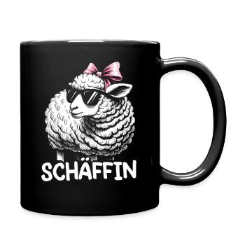 Chef Chefin Schaf Geschenk Schäfin Spruch - Tasse einfarbig - Schwarz - Rechts