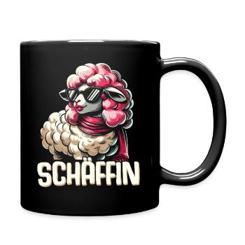 Chef Chefin Schaf Geschenk Schäfin Spruch - Tasse einfarbig - Schwarz - Rechts