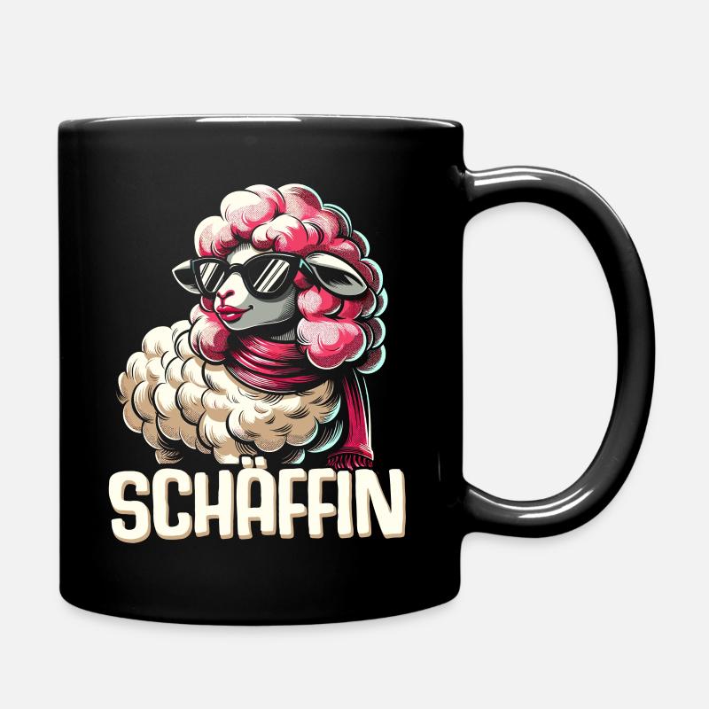 Chef Chefin Schaf Geschenk Schäfin Spruch - Tasse einfarbig - Schwarz
