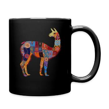 Lama Alpaka Vintage Peru Geschenk - Tasse einfarbig - Schwarz - Rechts