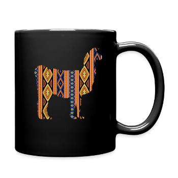 Lama Alpaka Vintage Peru Geschenk - Tasse einfarbig - Schwarz - Rechts