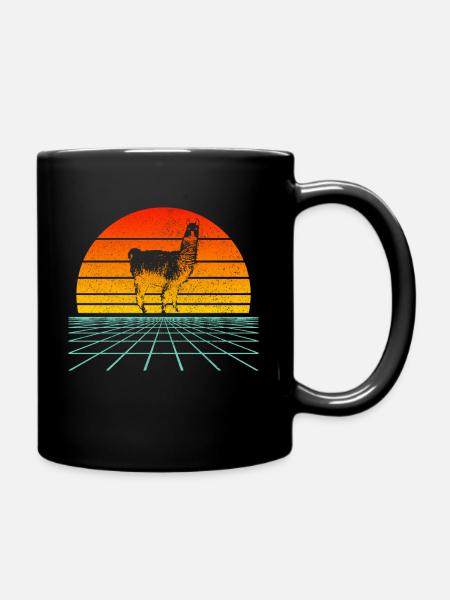 Lama Alpaka Vintage Geschenk - Tasse einfarbig - Schwarz