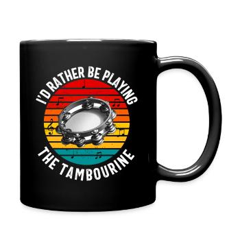 Tamburin für Männer Frauen Lustiger Tamburinspieler - Tasse einfarbig - Schwarz - Rechts