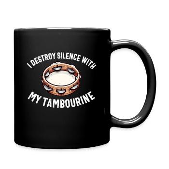 Tamburin für Männer Frauen Lustiger Tamburinspieler - Tasse einfarbig - Schwarz - Rechts