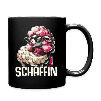 Chef Chefin Schaf Geschenk Schäfin Spruch - Tasse einfarbig - Schwarz - Rechts