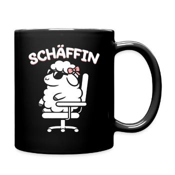 Chef Chefin Schaf Geschenk Schäfin Spruch - Tasse einfarbig - Schwarz - Rechts