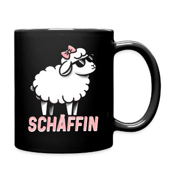 Chef Chefin Schaf Geschenk Schäfin Spruch - Tasse einfarbig - Schwarz - Rechts