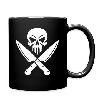 Totenkopf Messer - Tasse einfarbig - Schwarz - Rechts