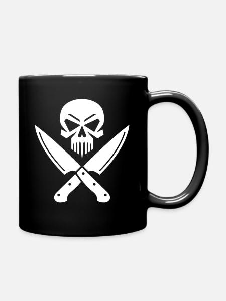Totenkopf Messer - Tasse einfarbig - Schwarz