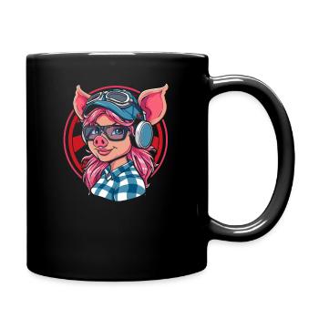Cute Adorable Anime Pig Girl - Full Colour Mug - black - Right