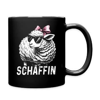 Chef Chefin Schaf Geschenk Schäfin Spruch - Tasse einfarbig - Schwarz - Rechts