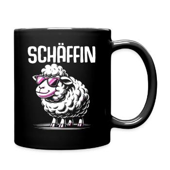 Chef Chefin Schaf Geschenk Schäfin Spruch - Tasse einfarbig - Schwarz - Rechts