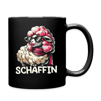 Chef Chefin Schaf Geschenk Schäfin Spruch - Tasse einfarbig - Schwarz - Rechts