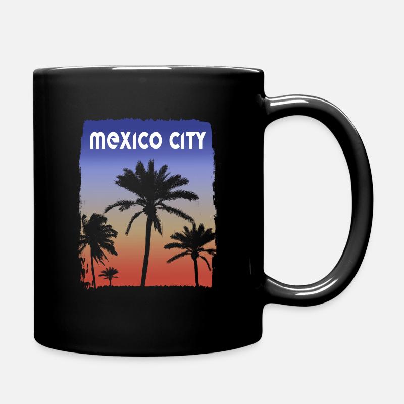 Mexico City Mexique coucher de soleil vacances Souvenir Palm - Mug uni - noir