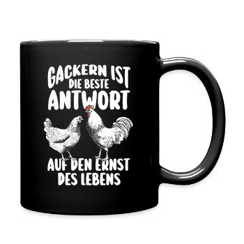 Huhn Bauer Bauernhof Küken Landwirt Hühner - Tasse einfarbig - Schwarz - Rechts