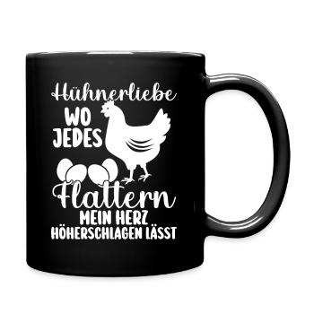 Huhn Bauer Bauernhof Küken Landwirt Hühner - Tasse einfarbig - Schwarz - Rechts