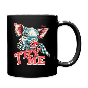 Écharpe à carreaux : Essayez-moi, porcelet cochon - Mug uni - noir - Droite
