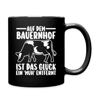 Kuh Bauer Bauernhof Kuhbauer Kühe - Tasse einfarbig - Schwarz - Rechts