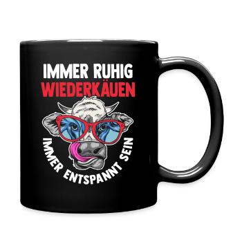 Kuh Bauer Bauernhof Kuhbauer Kühe - Tasse einfarbig - Schwarz - Rechts