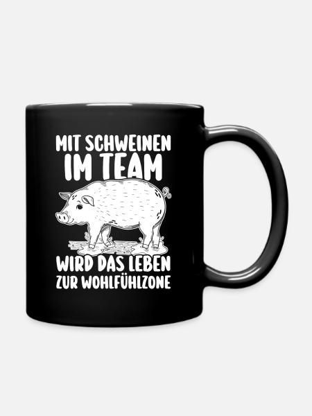 Schwein Schweinebauer Bauernhof Schweine - Tasse einfarbig - Schwarz