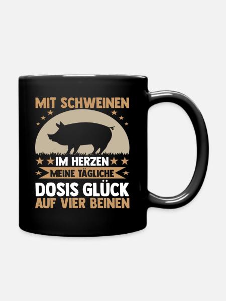 Schwein Schweinebauer Bauernhof Schweine - Tasse einfarbig - Schwarz