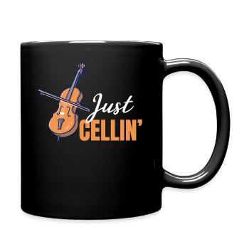 Just Cellin' Funny Cellist Music Orchestra - Full Colour Mug - black - Right