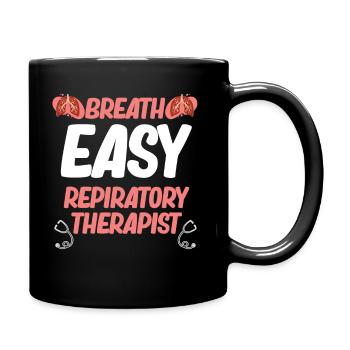 Breath Easy Respiratory Therapist Asthma Pulmonology - Full Colour Mug - black - Right
